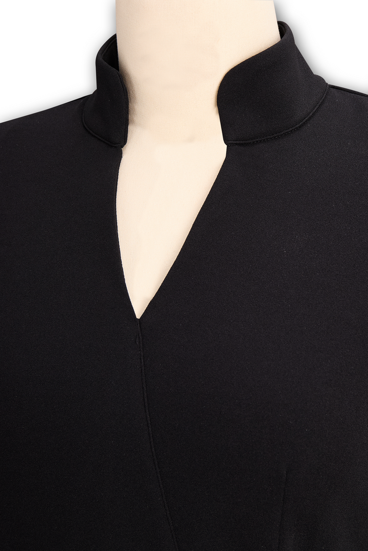 Corinne | Black Faux-Wrap Pencil Dress