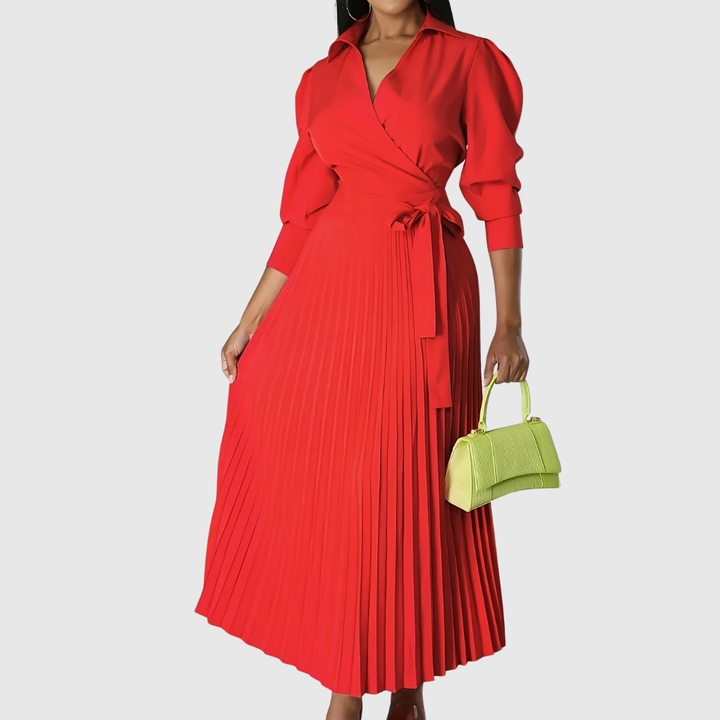 Vivienne | Pleated Wrap Midi Dress