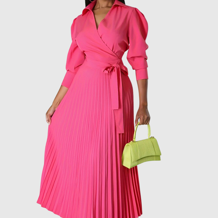 Vivienne | Pleated Wrap Midi Dress