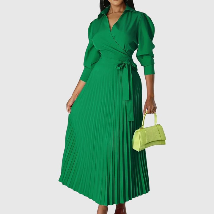 Vivienne | Pleated Wrap Midi Dress