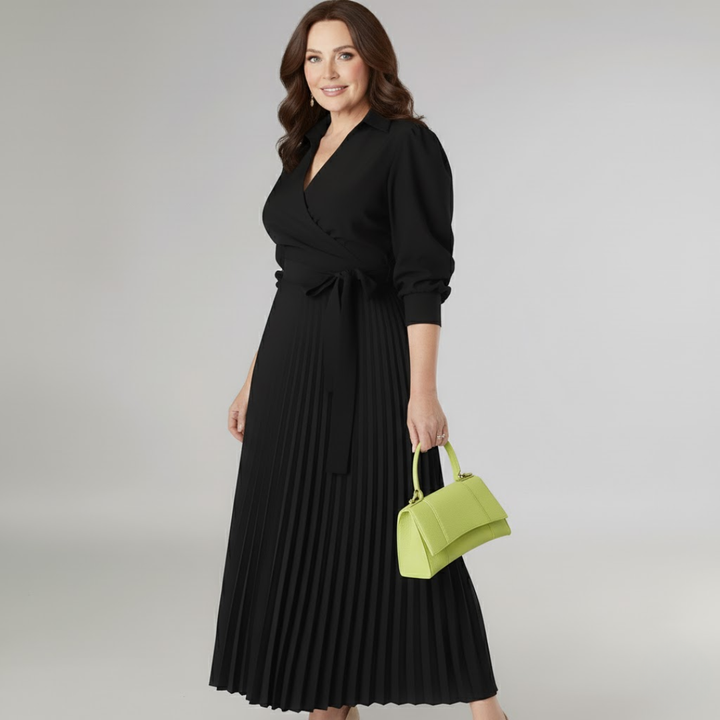 Vivienne | Pleated Wrap Midi Dress