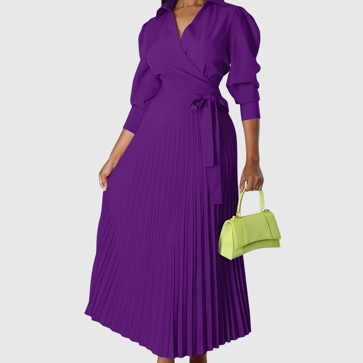 Vivienne | Pleated Wrap Midi Dress