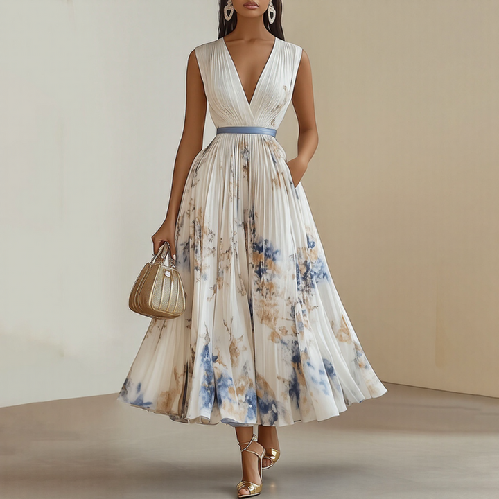 Maelis | Pleated Floral Maxi Dress