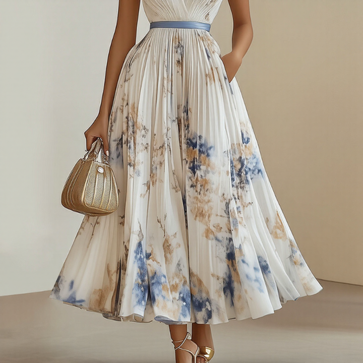 Maelis | Pleated Floral Maxi Dress