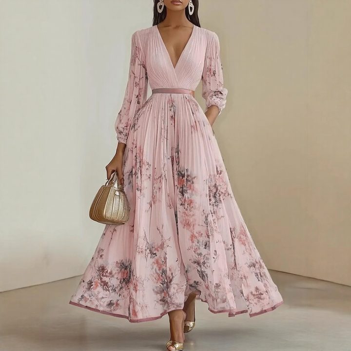 Maelis | Pleated Floral Maxi Dress
