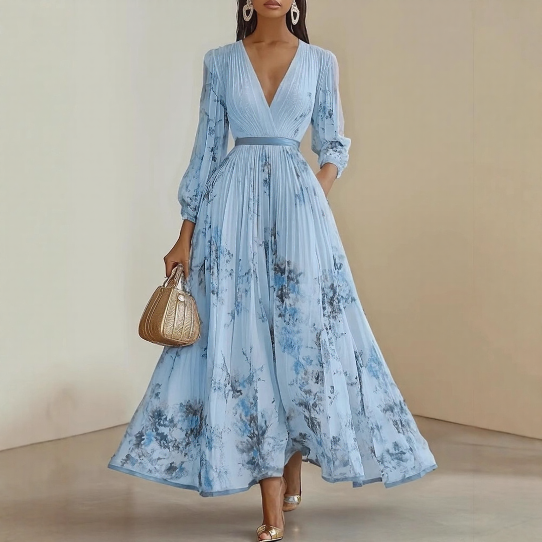 Maelis | Pleated Floral Maxi Dress