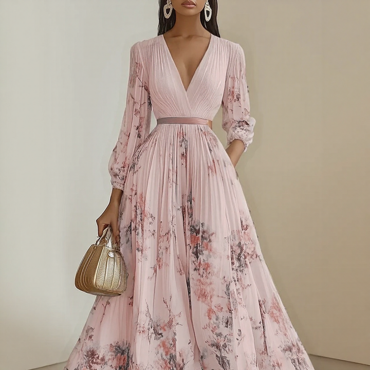 Maelis | Pleated Floral Maxi Dress