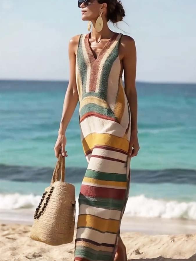 Solène | Horizon Stripe Maxi Dress