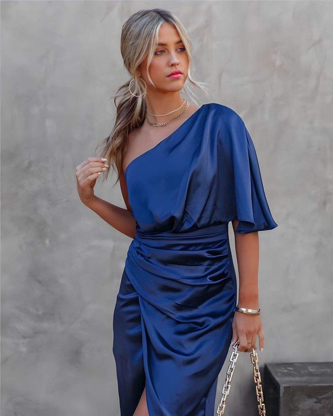 Selestia | Satin Asymmetric Evening Dress